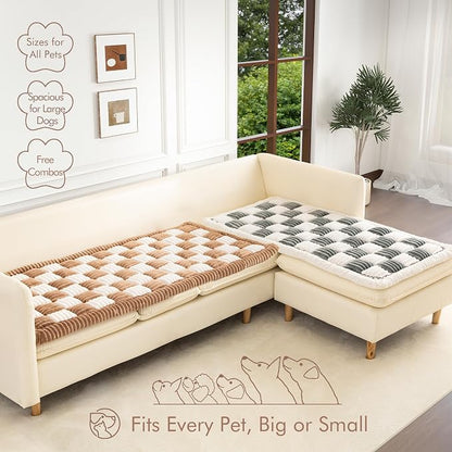 Couch Cover for Sofa, Sectional Couch Cover for Dogs, Sofa Cover Washable, Cushion Cover Blanket Pad Bed Mat for Pets, Fleece Furniture Protector, Camel, 27.6x59in