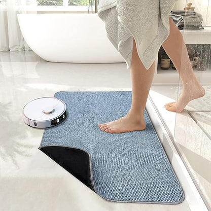 Bosap Bath Mat,Ultra Thin Bathroom Rugs,Rubber Bath Mats for Bathroom,No Slip Bath Rugs,Quick Dry,Machine Washable,Low Pile,Absorbent,Shower Outside,Sink,Home Decor Accessories.Blue,1'5"x2'3"(2 Pack)