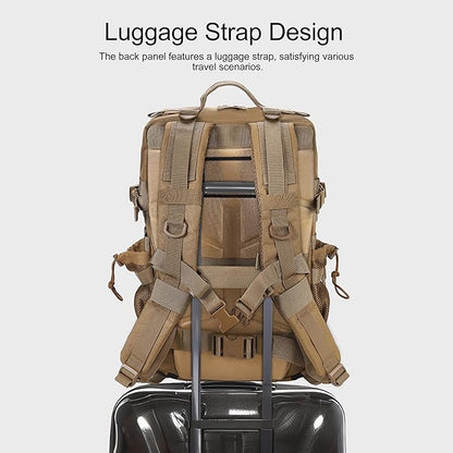 LHI Military Tactical Backpack for Men and Women 45L Army 3 Days Assault Pack Bag Large Rucksack with Shoe Compartment