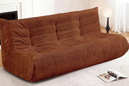 Bean Bag Chair,Giant Beanbag Chairs for Adults,Comfy Large Fireside Chair Lazy Sofa,Corduroy Bean Bag Lounger with Memory Foam Filled,Floor Sofa Couch for Home,Living Room (Brown, 3-Seater)