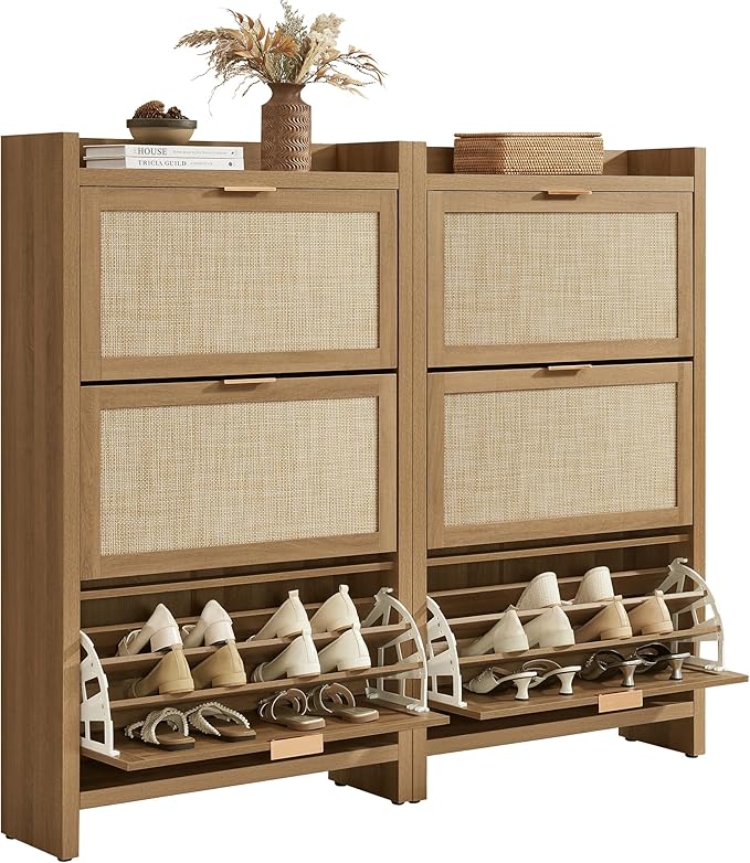 SICOTAS Rattan Shoe Storage Cabinet
