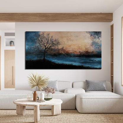Canvas Wall Art for Living Room Artwork for Walls Black Blue Wall Art Decor Canvas Modern Art Wall Decor Nature Landscap Tree Wall Art Decor Prints Art Work for Home Office Kitchen Wall Decor 24"X48"