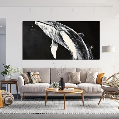 Canvas Wall Art Decor Black and White Wall Art Prints Large Modern Wall Art for Living Room Large Canvas Art Wall Decor Minimalist Whales Decorations Artwork for Walls Bedroom Office Decor 24" X 48"