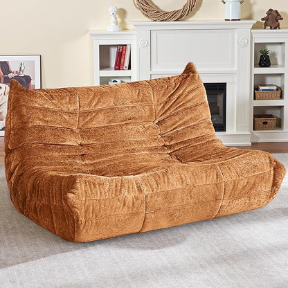 HABUTWAY Bean Bag Chair, Giant Bean Bag Chairs for Adults, Loveseat Fireside Chair, 2 Seater Lazy Bean Bag Sofa Memory Foam Couch for Living Room, Bedroom, Office (Brown)