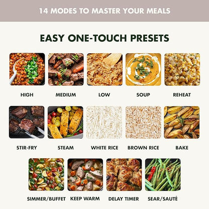 GreenPan Elite 14-in-1 Programmable 6QT Electric Slow Cooker, Dishwasher Safe
