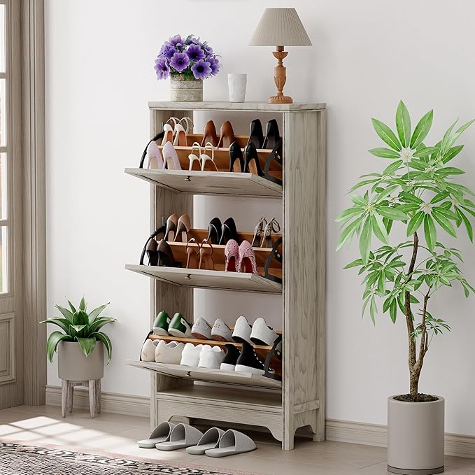 Chogori 3-Tier Shoe Cabinet – Solid Wood Entryway Shoe Storage Organizer