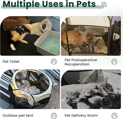 Love's cabin Pet Puppy Dog Playpen, Small Dog Tent Crates Cage Indoor/Outdoor, Portable Playpen for Cat, Foldable Pop Up Dog Kennel Playpen with Carring Case, Removable Zipper Top, Khaki