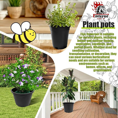 20 Gallon Nursery Pots Plastic Container Injection Molded Pot for Plants Flexible with Drainage Holes Suitable for Plants Soil Growers or Hydroponics Black 5 Pcs