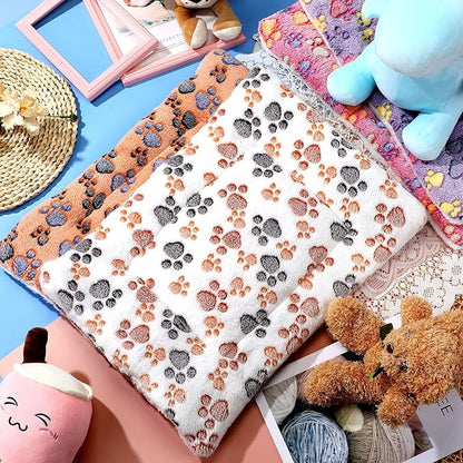 4 Pack Ultra Soft Dog Cat Bed Mat with Cute Prints Reversible Fleece Dog Crate Kennel Pad Cozy Washable Thickened Hamster Guinea Pig Pet Bed Mat for Small Animals(21 x 14 Inches,Vivid Color)