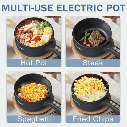 TOPWIT Hot Pot Electric with Steamer, 2L Multifunctional Electric Cooker