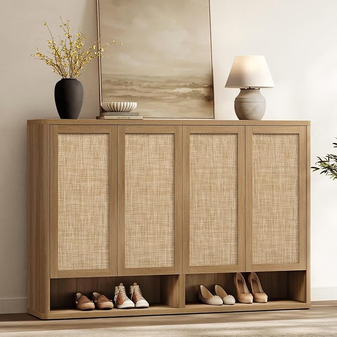 SICOTAS Rattan Shoe Storage Cabinet