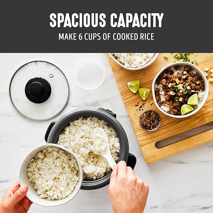 GreenLife Rice Cooker with Removable PFAS-Free Ceramic Nonstick Pot, 3-Cups