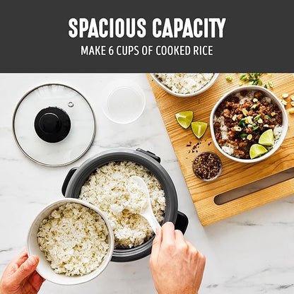 GreenLife Rice Cooker with Removable PFAS-Free Ceramic Nonstick Pot, 3-Cups