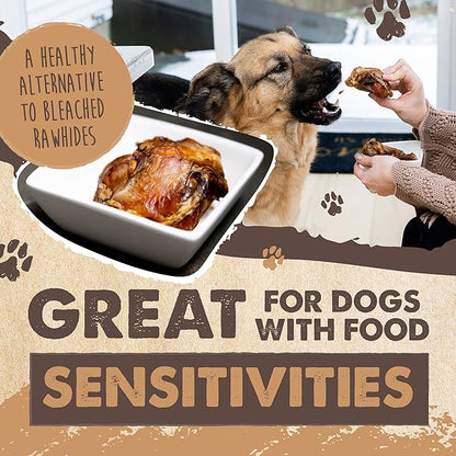 Mighty Paw Naturals Dog Bones - Cow Knee Caps & Knuckle Bones for Dogs (8 Pack) | 100% Natural Beef Knee Caps, Meaty Pet Treat