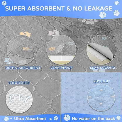 Aitmexcn Washable Pee Pads for Dogs, 4 Reusable Puppy Pads, 32'' x 36'' | Highly Absorbent, Waterproof Layer, Machine Washable, Non-Slip Bottom, For Puppy Training and Crates