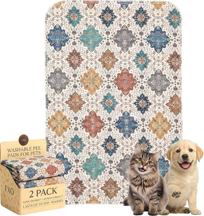 Washable Pee Pads for Dogs and Cats,Great Urine Absorbent Reusable Puppy Training Pads,Waterproof,Leak-Proof & Non-Slip Cat Litter Box Mat for Whelping,Crate,Playpen,Bed.(Colorful Day,18"x28")