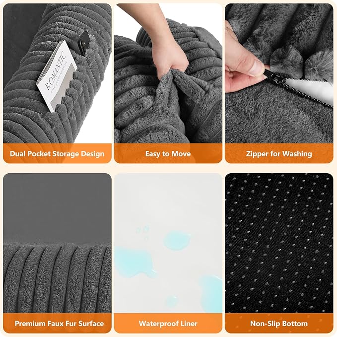 Human Dog Bed for Adult, Orthopedic Gel Memory Foam, 71"x47"x9" | Human Dog Bed Fits Adult & Pets, Reversible Egg-Crate Foam Cushion, Washable Pet Bed with Blanket, Medium Grey