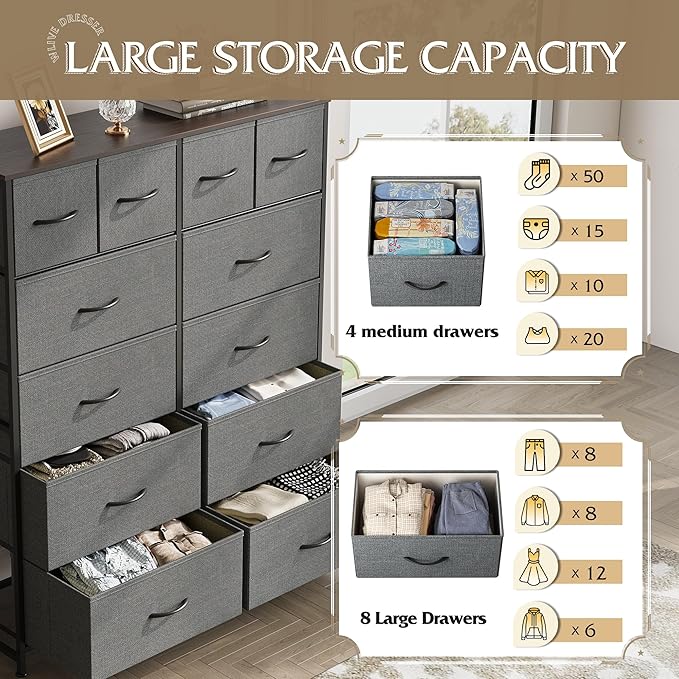 WLIVE Tall Dresser for Bedroom