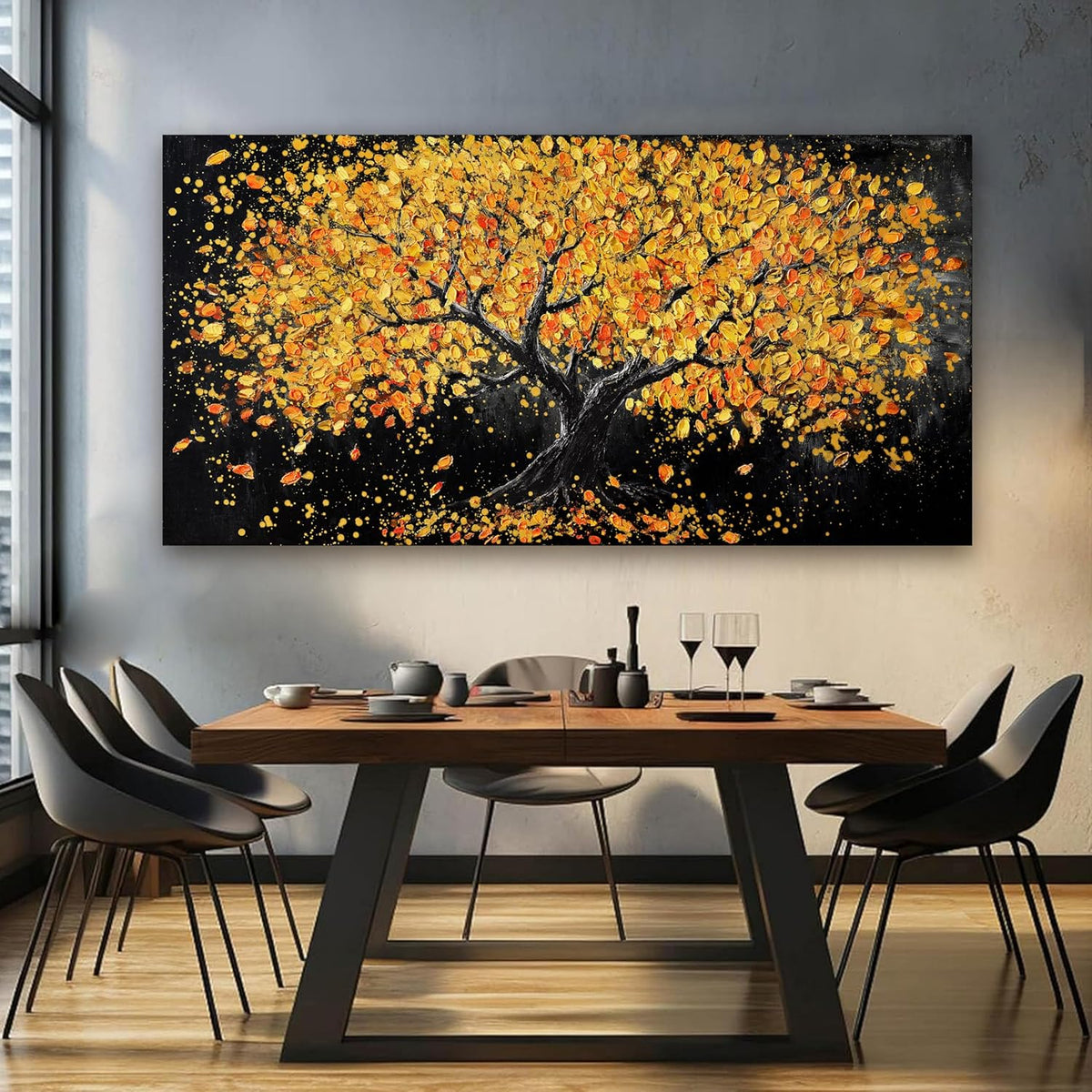 Canvas Wall Art Decor Large Wall Art Pictures for Living Room Artwork for Walls Black and Gold Wall Art Decor Tree of Life Wall Art Modern Wall Art Prints Art Work for Home Office Wall Decor 29" X 58"