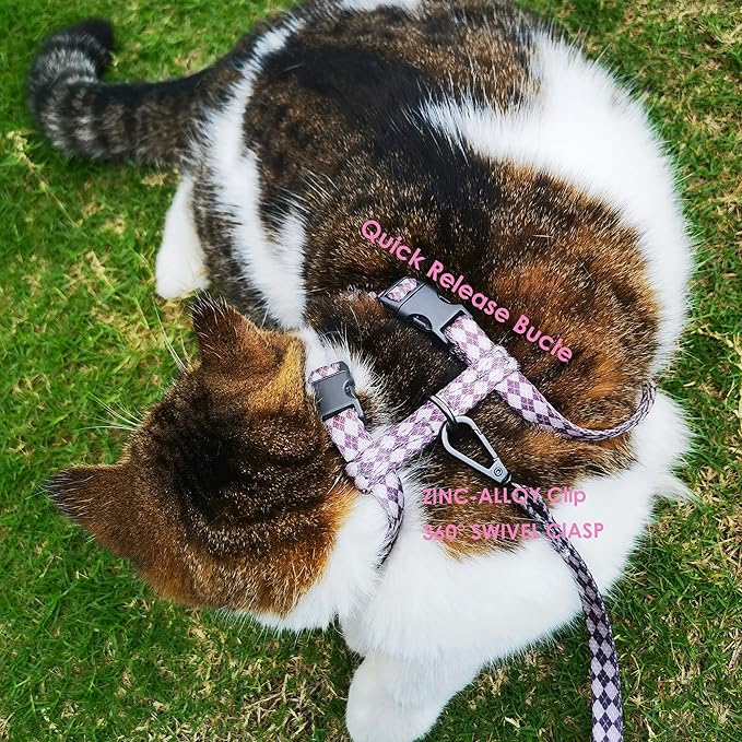 Cat Harness and Leash Set, Escape-Proof Adjustable Kitten/Cat Harness for Walking & Travel, Easy Control, Comfortable Outdoor Use, 4.1 ft, Brown