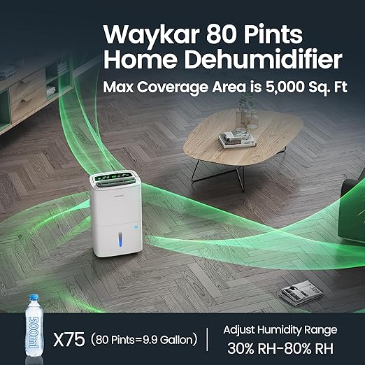 Waykar Max 80 Pint/D Energy Star Home Dehumidifier