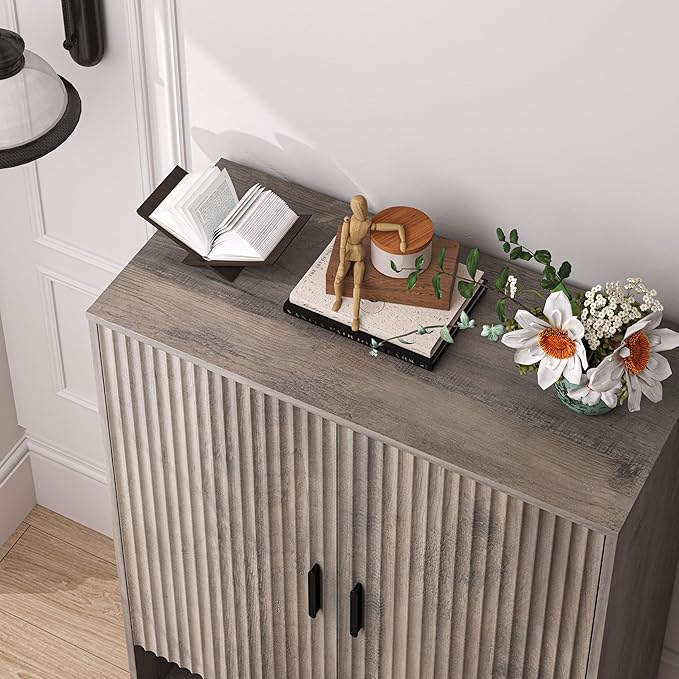 4-Tier Fluted Shoe Cabinet
