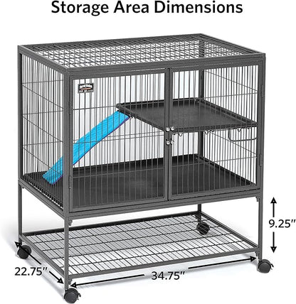 MidWest Homes for Pets Ferret Nation Single Unit Small Animal Cage, 2 Tiers, Includes Pan, Shelf, Ramp & Cover, for Ferrets & Other Small Animals