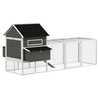 137" Wooden Chicken Coop for 4-6 Chickens, Backyard, Dark Gray