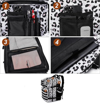 LHI Military Tactical Backpack for Men and Women 45L Army 3 Days Assault Pack Bag Large Rucksack with Molle System - Leopard