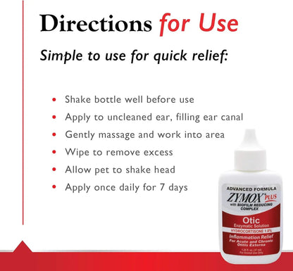 Advanced Plus Enzymatic Otic Ear Solution for Dogs & Cats with Hydrocortisone
