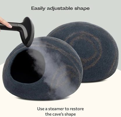 Eco-Friendly Cat Cave Bed – Handmade 100% Merino Wool Felt Hideout for Cats & Kittens