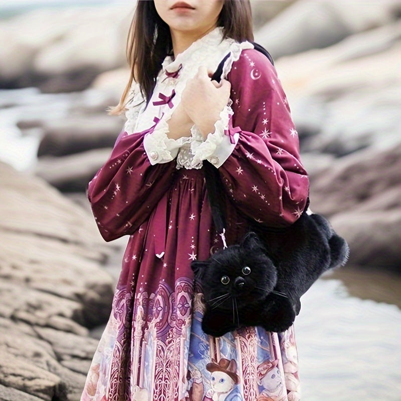 Black Cat Plush Purse – Kawaii Bag for Girls & Teens