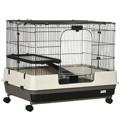 2-tier Compact Platform Rolling Small Animal Rabbit Cage for Hamsters, Chinchillas & Gerbils with a Large Living Space