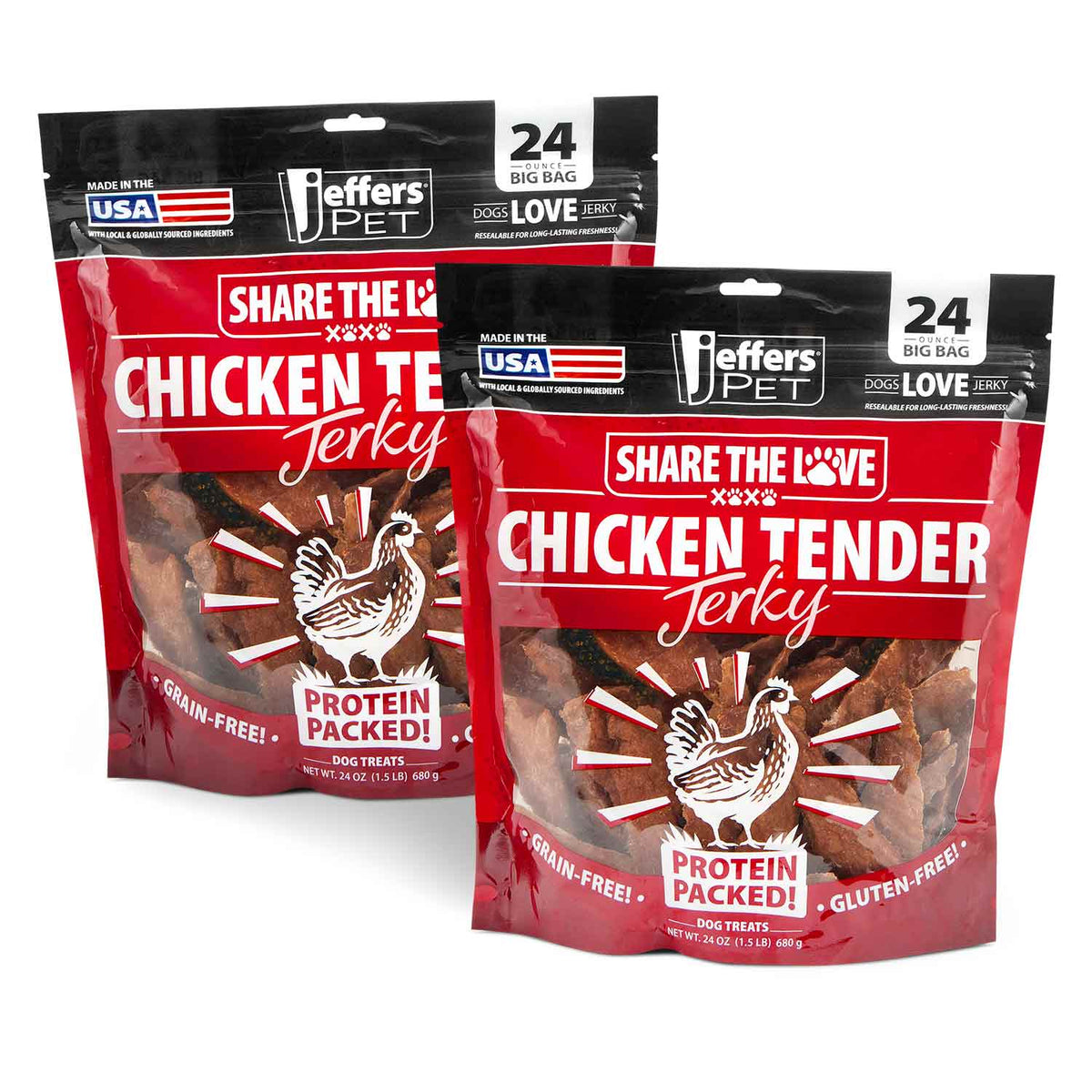 Jeffers Chicken Jerky Healthy Dog Treats, 24 oz - 100% Natural, Grain-free, Gluten-free, Made in USA