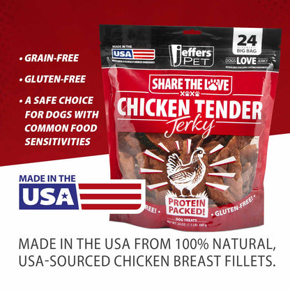 Jeffers Chicken Jerky Healthy Dog Treats, 24 oz - 100% Natural, Grain-free, Gluten-free, Made in USA