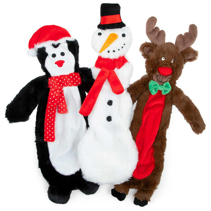 Jeffers Pet Christmas Characters Unstuffed Plush Squeaker Dog Toys, 12"L