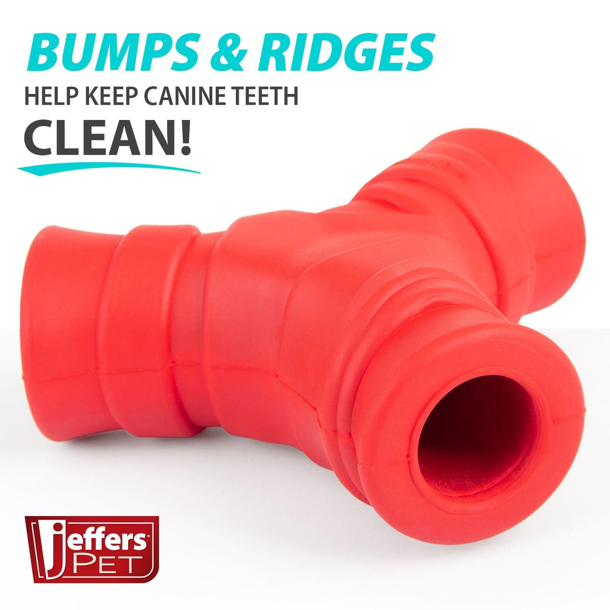 Jeffers Red "Y" Natural Rubber Dental Dog Chew Toy for Medium Chewers