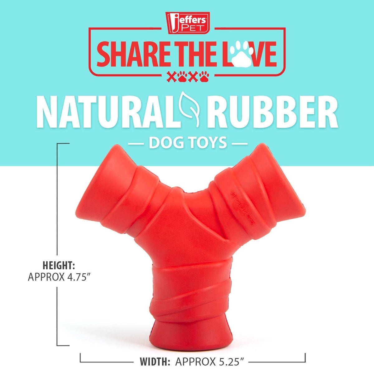 Jeffers Red "Y" Natural Rubber Dental Dog Chew Toy for Medium Chewers
