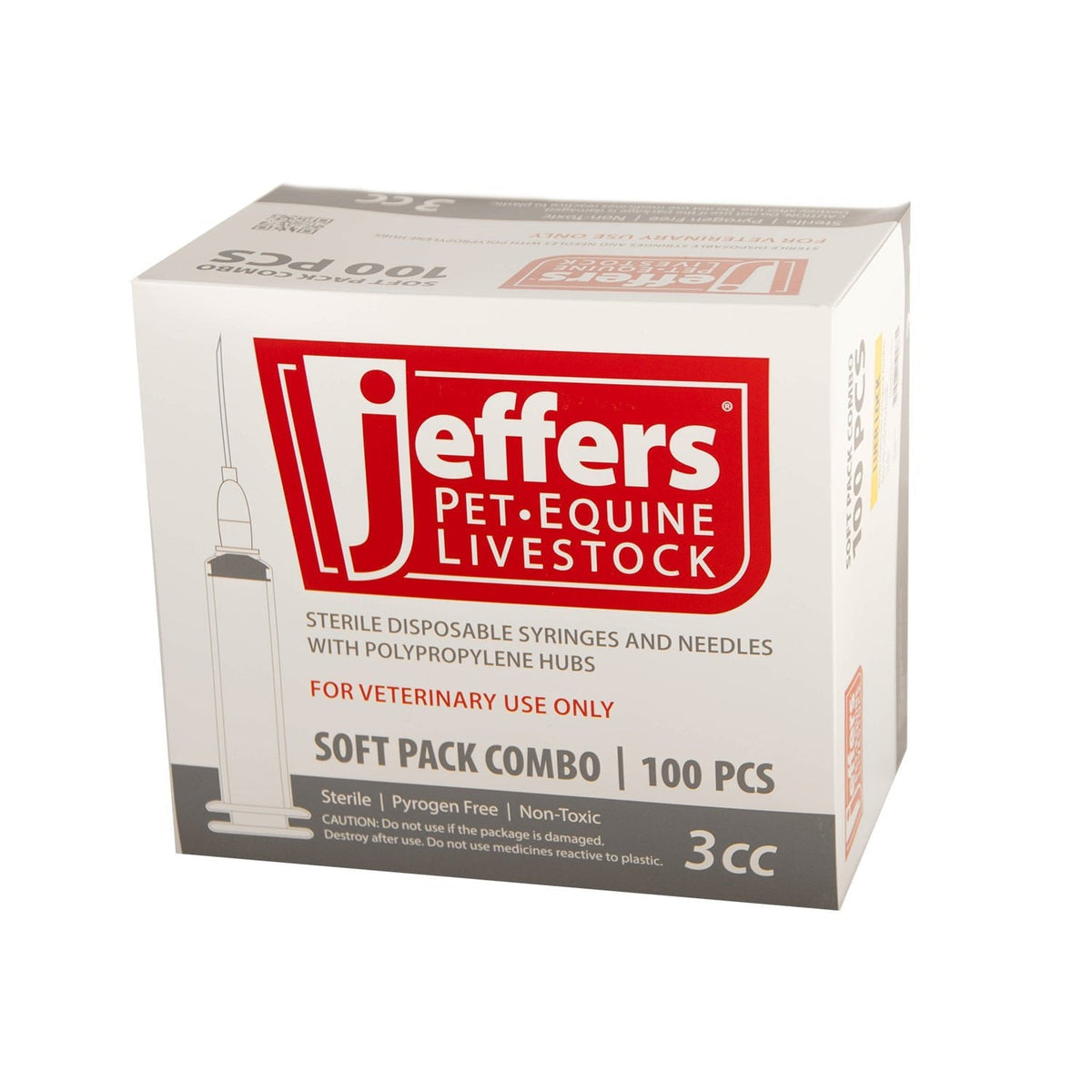 Jeffers Luer Lock Syringe/Needle Combo, Box of 100